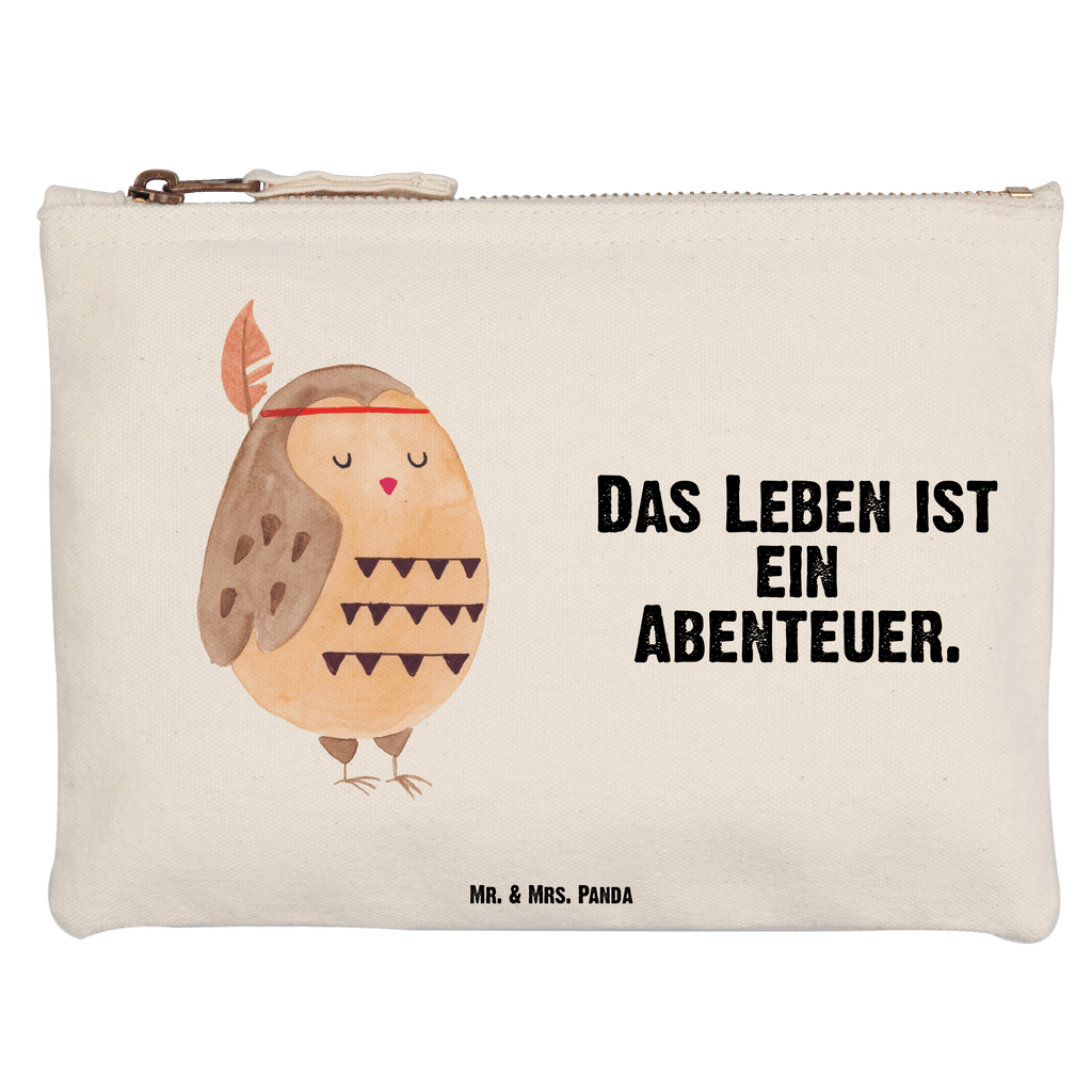 Schminktasche Eule Federschmuck Schminktasche, Kosmetiktasche, Kosmetikbeutel, Stiftemäppchen, Etui, Federmappe, Makeup, XXL, Schminketui, Kosmetiketui, Schlamperetui, Eule, Eule Deko, Owl, Das Leben ist ein Abenteuer, Reisespruch, Federschmuck, Dekoration