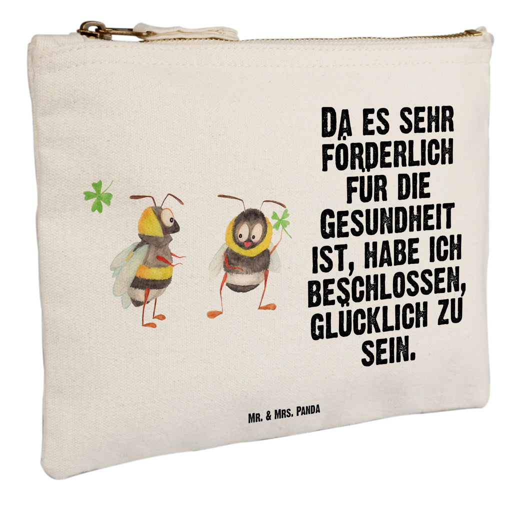 Schminktasche Hummeln Kleeblatt Schminktasche, Kosmetiktasche, Kosmetikbeutel, Stiftemäppchen, Etui, Federmappe, Makeup, XXL, Schminketui, Kosmetiketui, Schlamperetui, Tiermotive, Gute Laune, lustige Sprüche, Tiere, Hummel, Biene, Spruch positiv, Biene Deko, Spruch schön, glücklich sein, glücklich werden, Spruch fröhlich