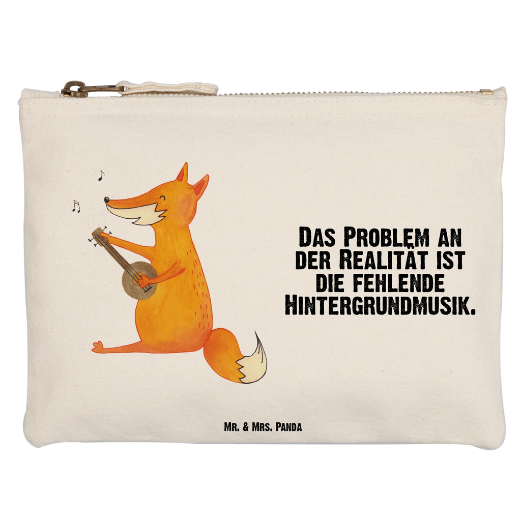 Schminktasche Fuchs Gitarre Schminktasche, Kosmetiktasche, Kosmetikbeutel, Stiftemäppchen, Etui, Federmappe, Makeup, XXL, Schminketui, Kosmetiketui, Schlamperetui, Fuchs, Füchse, Geschenk Musiker, Musik Spruch, Musikerin, Sänger, Sängerin, Gitarre