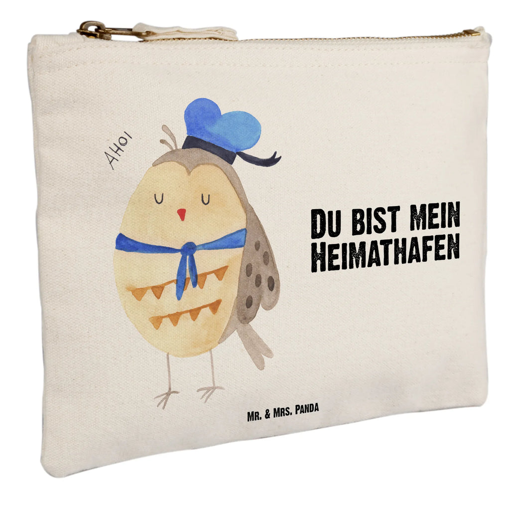 Schminktasche Eule Matrose Schminktasche, Kosmetiktasche, Kosmetikbeutel, Stiftemäppchen, Etui, Federmappe, Makeup, XXL, Schminketui, Kosmetiketui, Schlamperetui, Eule, Eule Spruch, Eule Deko, Owl, Wortspiel lustig, Matrose, Freundin, Ehe, Seefahrer, Heimathafen, Hochzeitstag Geschenk