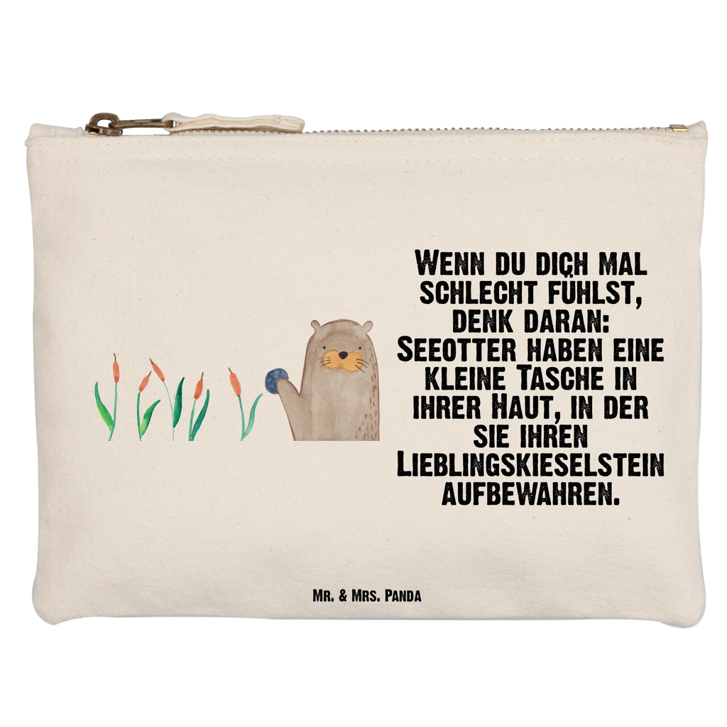 Schminktasche Otter Stein Schminktasche, Kosmetiktasche, Kosmetikbeutel, Stiftemäppchen, Etui, Federmappe, Makeup, XXL, Schminketui, Kosmetiketui, Schlamperetui, Otter, Fischotter, Seeotter, Otter Seeotter See Otter