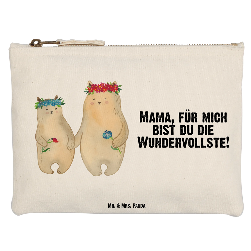 Schminktasche Bären mit Blumenkranz Schminktasche, Kosmetiktasche, Kosmetikbeutel, Stiftemäppchen, Etui, Federmappe, Makeup, XXL, Schminketui, Kosmetiketui, Schlamperetui, Familie, Vatertag, Muttertag, Bruder, Schwester, Mama, Papa, Oma, Opa, Bär, Bären, Mutter, Mutti, Mami, Lieblingsmensch, Lieblingsmama, beste Mutter, weltbeste Mama, Geschenk Mama. Muttertag, Tochter, Kind, Kinder, Töchter, Family, Vorbild