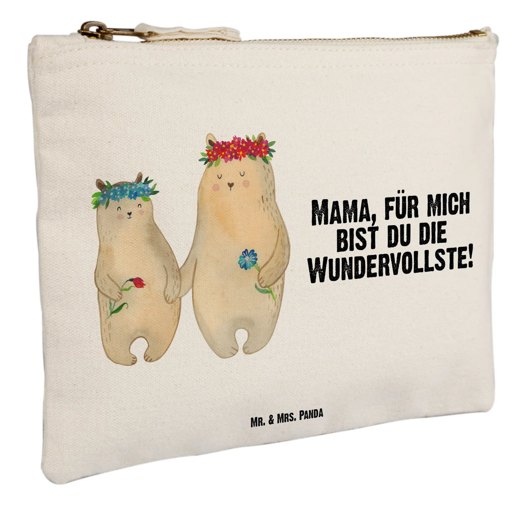 Schminktasche Bären mit Blumenkranz Schminktasche, Kosmetiktasche, Kosmetikbeutel, Stiftemäppchen, Etui, Federmappe, Makeup, XXL, Schminketui, Kosmetiketui, Schlamperetui, Familie, Vatertag, Muttertag, Bruder, Schwester, Mama, Papa, Oma, Opa, Bär, Bären, Mutter, Mutti, Mami, Lieblingsmensch, Lieblingsmama, beste Mutter, weltbeste Mama, Geschenk Mama. Muttertag, Tochter, Kind, Kinder, Töchter, Family, Vorbild