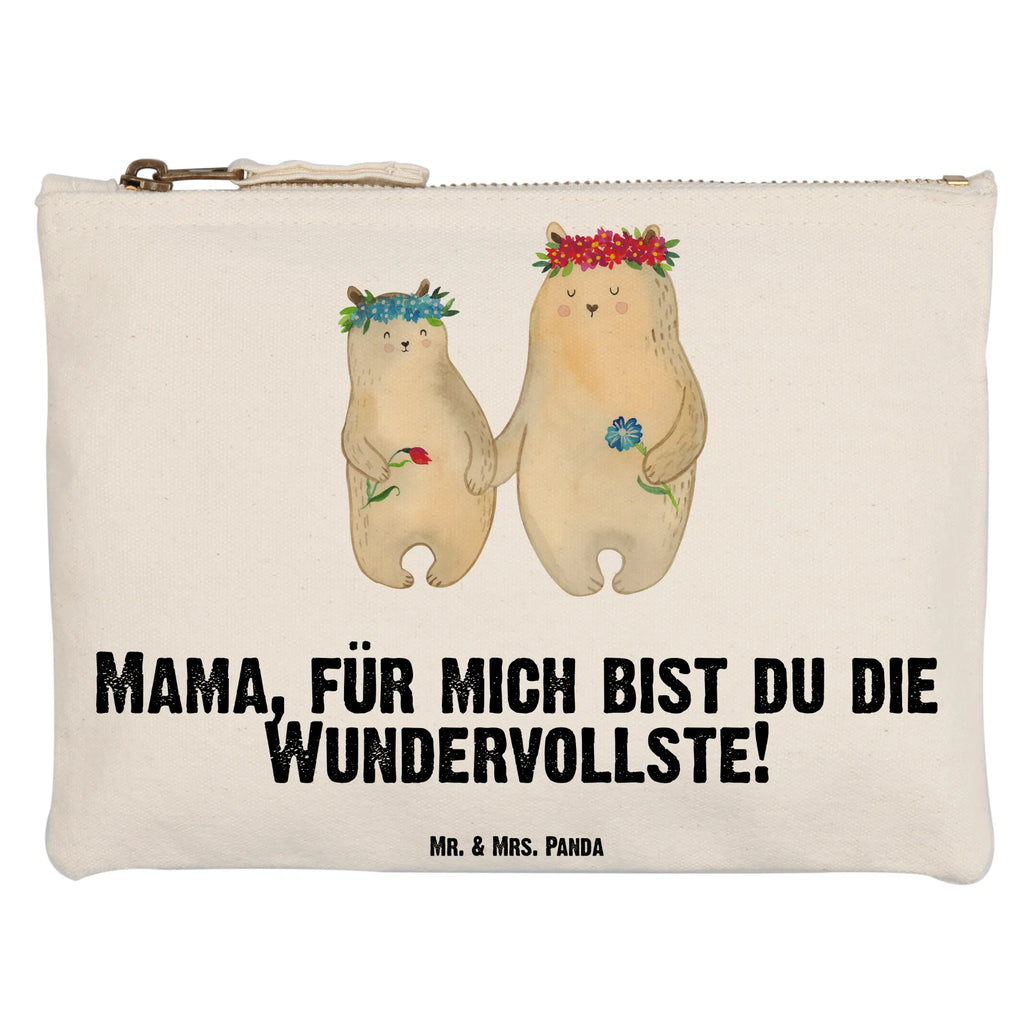 Schminktasche Bären mit Blumenkranz Schminktasche, Kosmetiktasche, Kosmetikbeutel, Stiftemäppchen, Etui, Federmappe, Makeup, XXL, Schminketui, Kosmetiketui, Schlamperetui, Familie, Vatertag, Muttertag, Bruder, Schwester, Mama, Papa, Oma, Opa, Bär, Bären, Mutter, Mutti, Mami, Lieblingsmensch, Lieblingsmama, beste Mutter, weltbeste Mama, Geschenk Mama. Muttertag, Tochter, Kind, Kinder, Töchter, Family, Vorbild