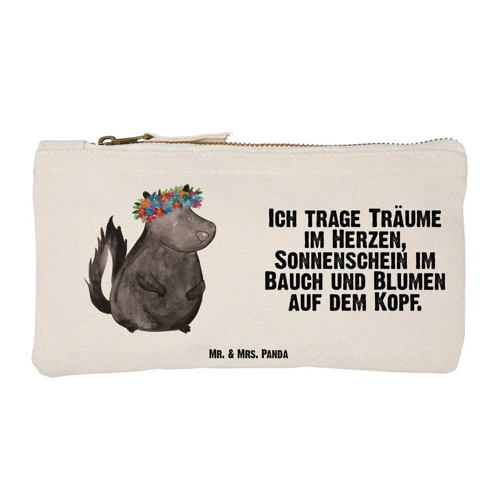 Schminktasche Stinktier Mädchen Schminktasche, Kosmetiktasche, Kosmetikbeutel, Stiftemäppchen, Etui, Federmappe, Makeup, XXL, Schminketui, Kosmetiketui, Schlamperetui, Stinktier, Skunk, Wildtier, Raubtier, Stinker, Stinki, Yoga, Namaste