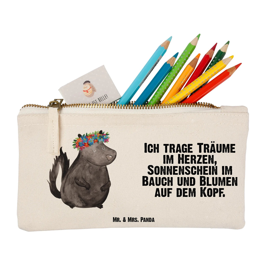 Schminktasche Stinktier Mädchen Schminktasche, Kosmetiktasche, Kosmetikbeutel, Stiftemäppchen, Etui, Federmappe, Makeup, XXL, Schminketui, Kosmetiketui, Schlamperetui, Stinktier, Skunk, Wildtier, Raubtier, Stinker, Stinki, Yoga, Namaste