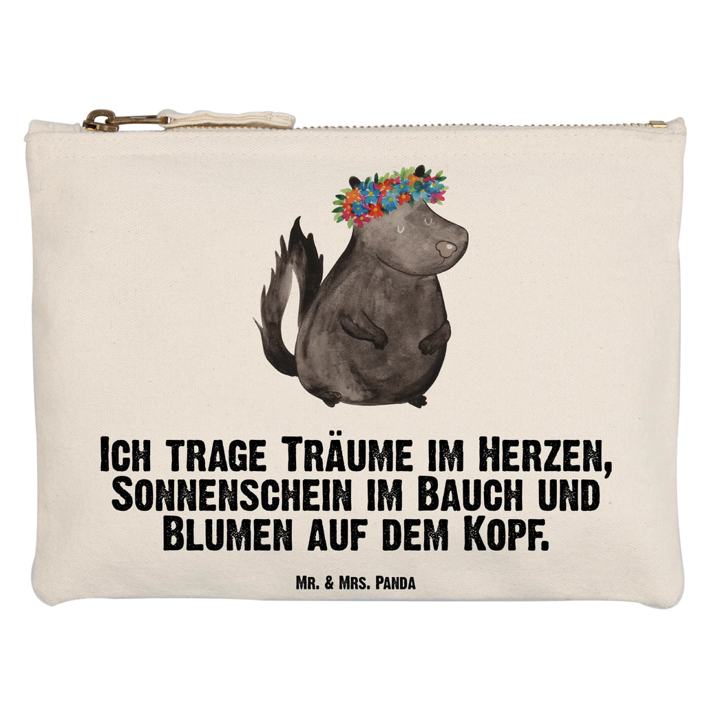 Schminktasche Stinktier Mädchen Schminktasche, Kosmetiktasche, Kosmetikbeutel, Stiftemäppchen, Etui, Federmappe, Makeup, XXL, Schminketui, Kosmetiketui, Schlamperetui, Stinktier, Skunk, Wildtier, Raubtier, Stinker, Stinki, Yoga, Namaste