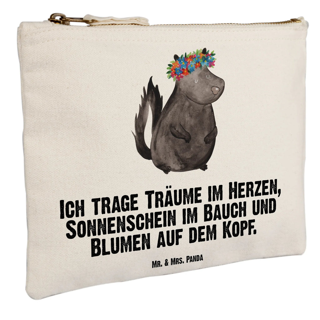 Schminktasche Stinktier Mädchen Schminktasche, Kosmetiktasche, Kosmetikbeutel, Stiftemäppchen, Etui, Federmappe, Makeup, XXL, Schminketui, Kosmetiketui, Schlamperetui, Stinktier, Skunk, Wildtier, Raubtier, Stinker, Stinki, Yoga, Namaste