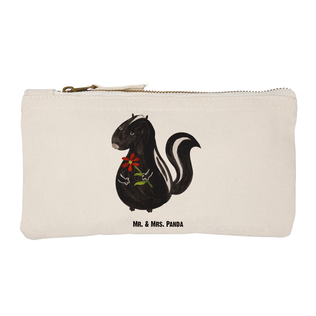 Schminktasche Stinktier Blume Schminktasche, Kosmetiktasche, Kosmetikbeutel, Stiftemäppchen, Etui, Federmappe, Makeup, XXL, Schminketui, Kosmetiketui, Schlamperetui, Stinktier, Skunk, Wildtier, Raubtier, Stinker, Stinki, Tagträumer, verträumt, Dreams, Träume