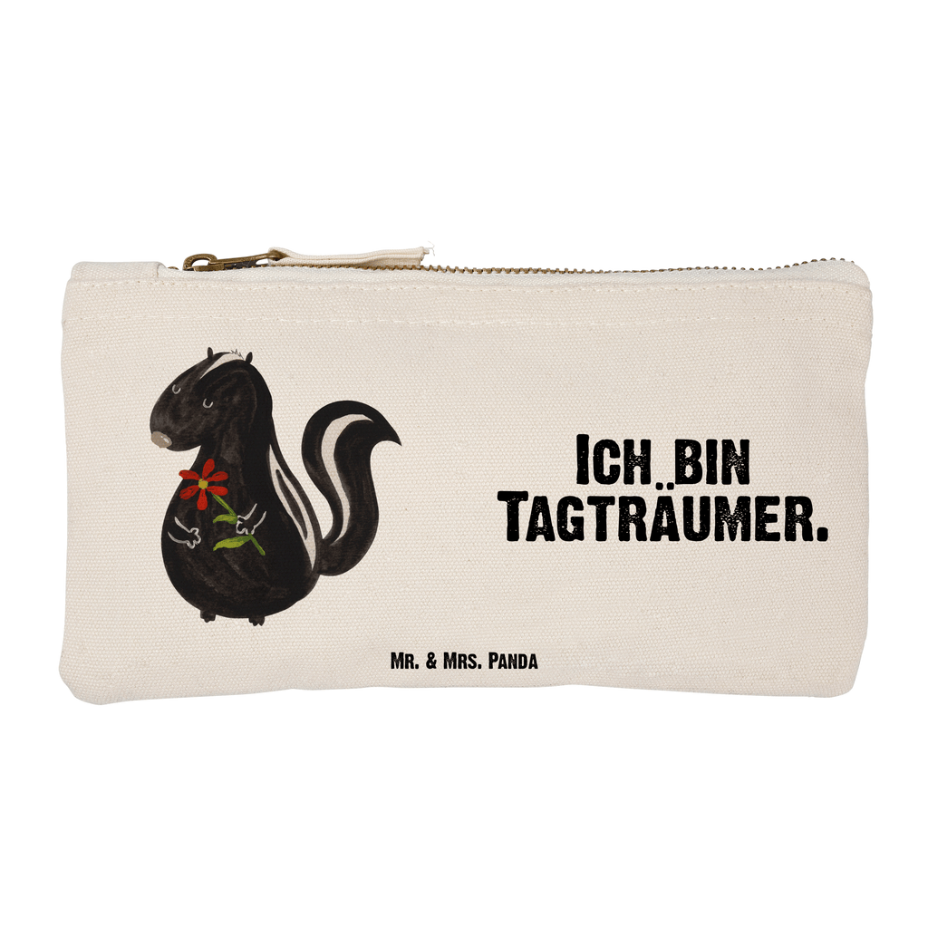 Schminktasche Stinktier Blume Schminktasche, Kosmetiktasche, Kosmetikbeutel, Stiftemäppchen, Etui, Federmappe, Makeup, XXL, Schminketui, Kosmetiketui, Schlamperetui, Stinktier, Skunk, Wildtier, Raubtier, Stinker, Stinki, Tagträumer, verträumt, Dreams, Träume