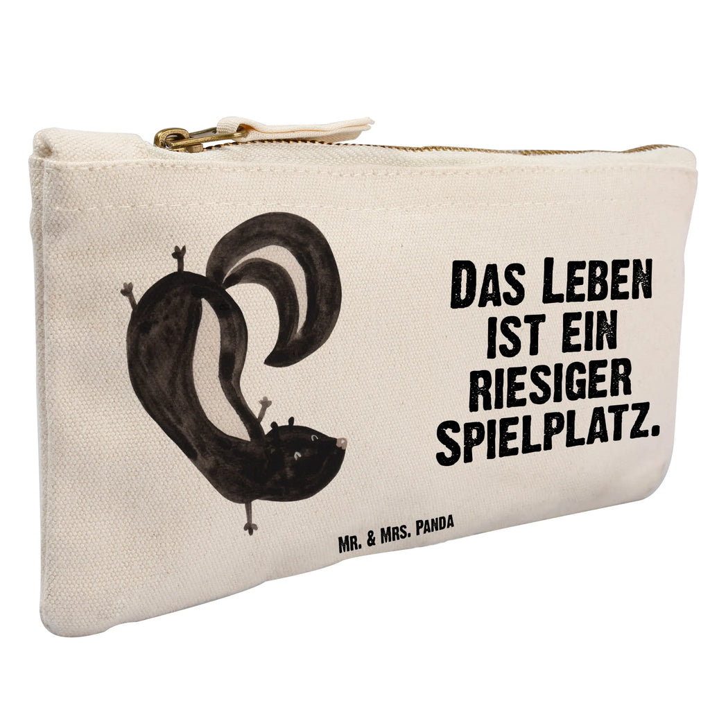 Schminktasche Stinktier Handstand Schminktasche, Kosmetiktasche, Kosmetikbeutel, Stiftemäppchen, Etui, Federmappe, Makeup, XXL, Schminketui, Kosmetiketui, Schlamperetui, Stinktier, Skunk, Wildtier, Raubtier, Stinker, Stinki, Spielplatz, verpielt, Kind