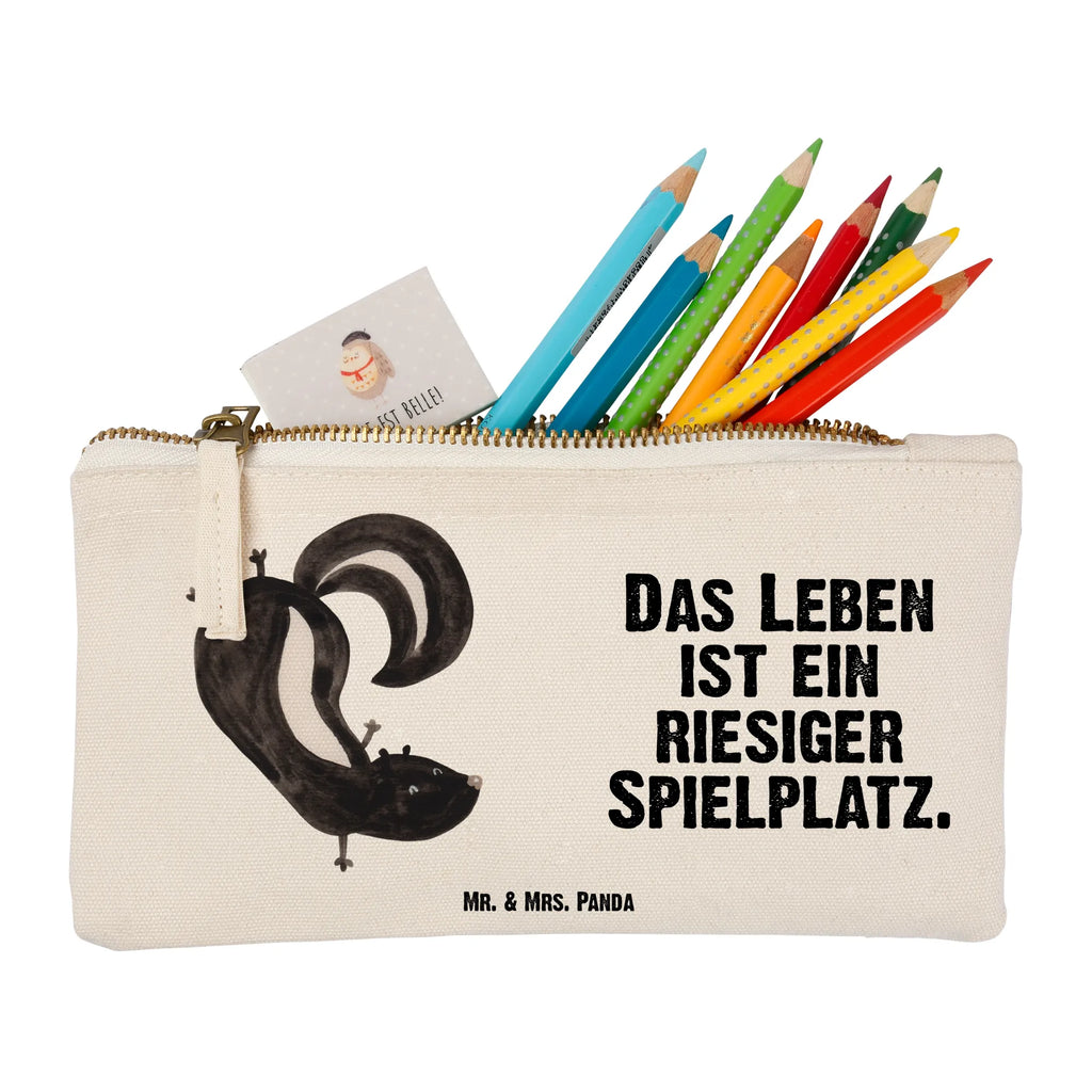 Schminktasche Stinktier Handstand Schminktasche, Kosmetiktasche, Kosmetikbeutel, Stiftemäppchen, Etui, Federmappe, Makeup, XXL, Schminketui, Kosmetiketui, Schlamperetui, Stinktier, Skunk, Wildtier, Raubtier, Stinker, Stinki, Spielplatz, verpielt, Kind