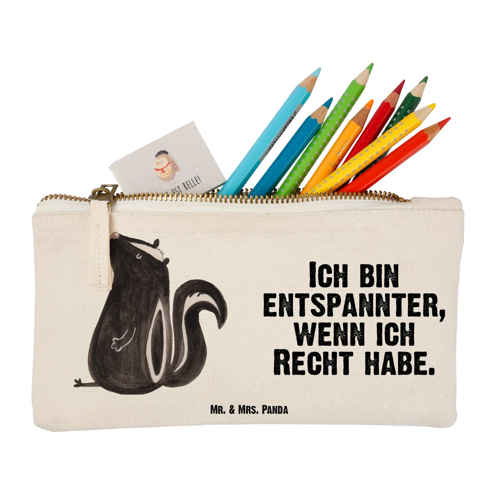 Schminktasche Stinktier Sitzen Schminktasche, Kosmetiktasche, Kosmetikbeutel, Stiftemäppchen, Etui, Federmappe, Makeup, XXL, Schminketui, Kosmetiketui, Schlamperetui, Stinktier, Skunk, Wildtier, Raubtier, Stinker, Stinki, Spruch, Büro, Recht, Besserwisser