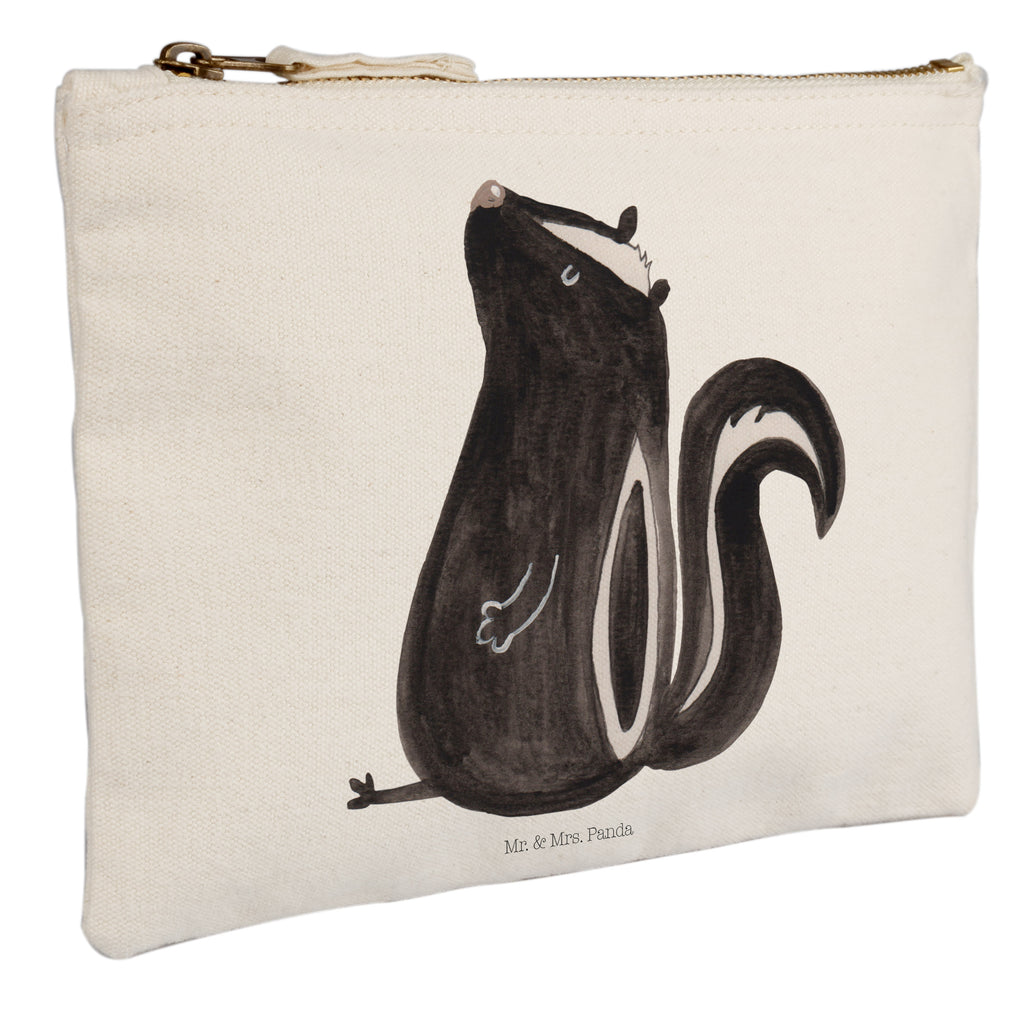 Schminktasche Stinktier Sitzen Schminktasche, Kosmetiktasche, Kosmetikbeutel, Stiftemäppchen, Etui, Federmappe, Makeup, XXL, Schminketui, Kosmetiketui, Schlamperetui, Stinktier, Skunk, Wildtier, Raubtier, Stinker, Stinki, Spruch, Büro, Recht, Besserwisser