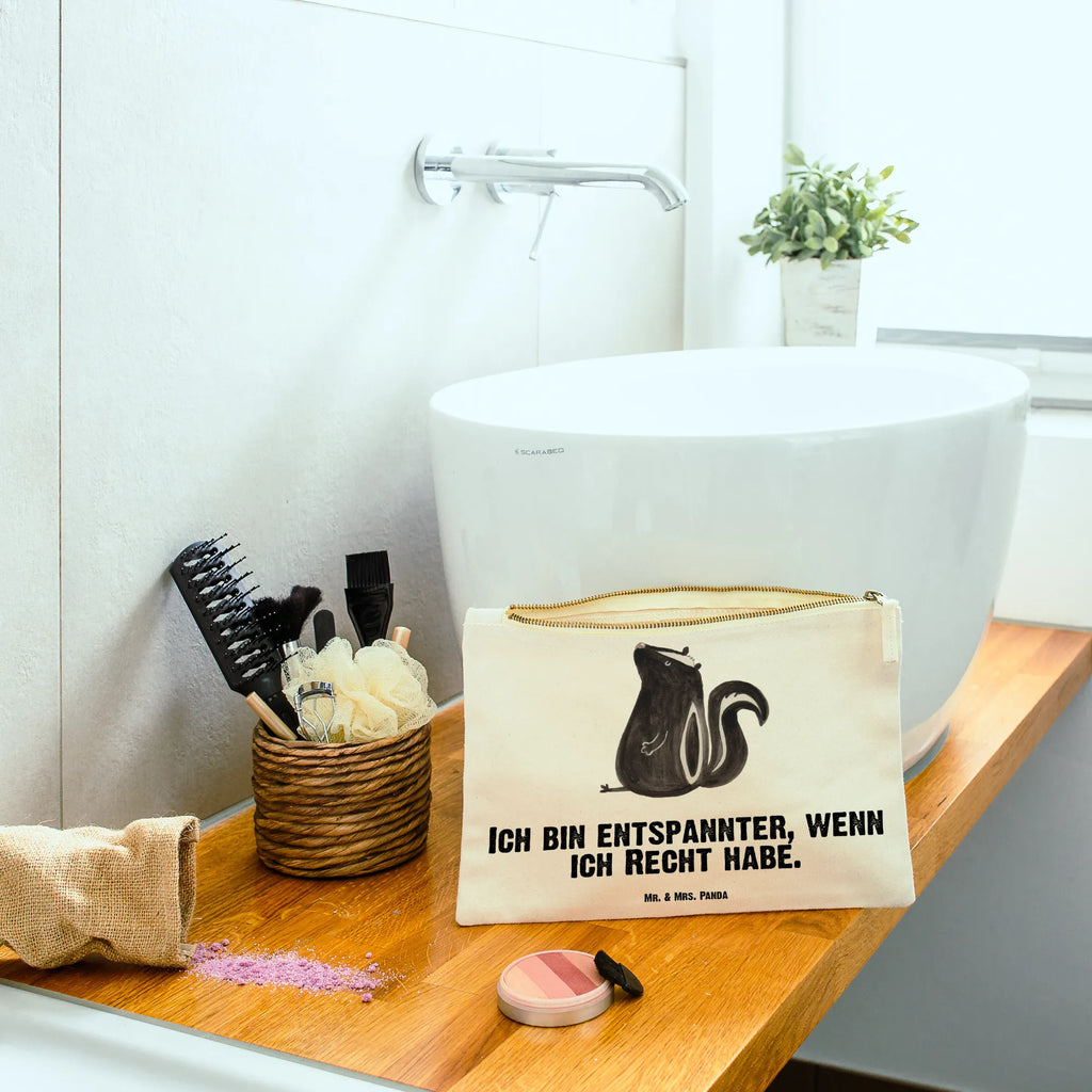 Schminktasche Stinktier Sitzen Schminktasche, Kosmetiktasche, Kosmetikbeutel, Stiftemäppchen, Etui, Federmappe, Makeup, XXL, Schminketui, Kosmetiketui, Schlamperetui, Stinktier, Skunk, Wildtier, Raubtier, Stinker, Stinki, Spruch, Büro, Recht, Besserwisser