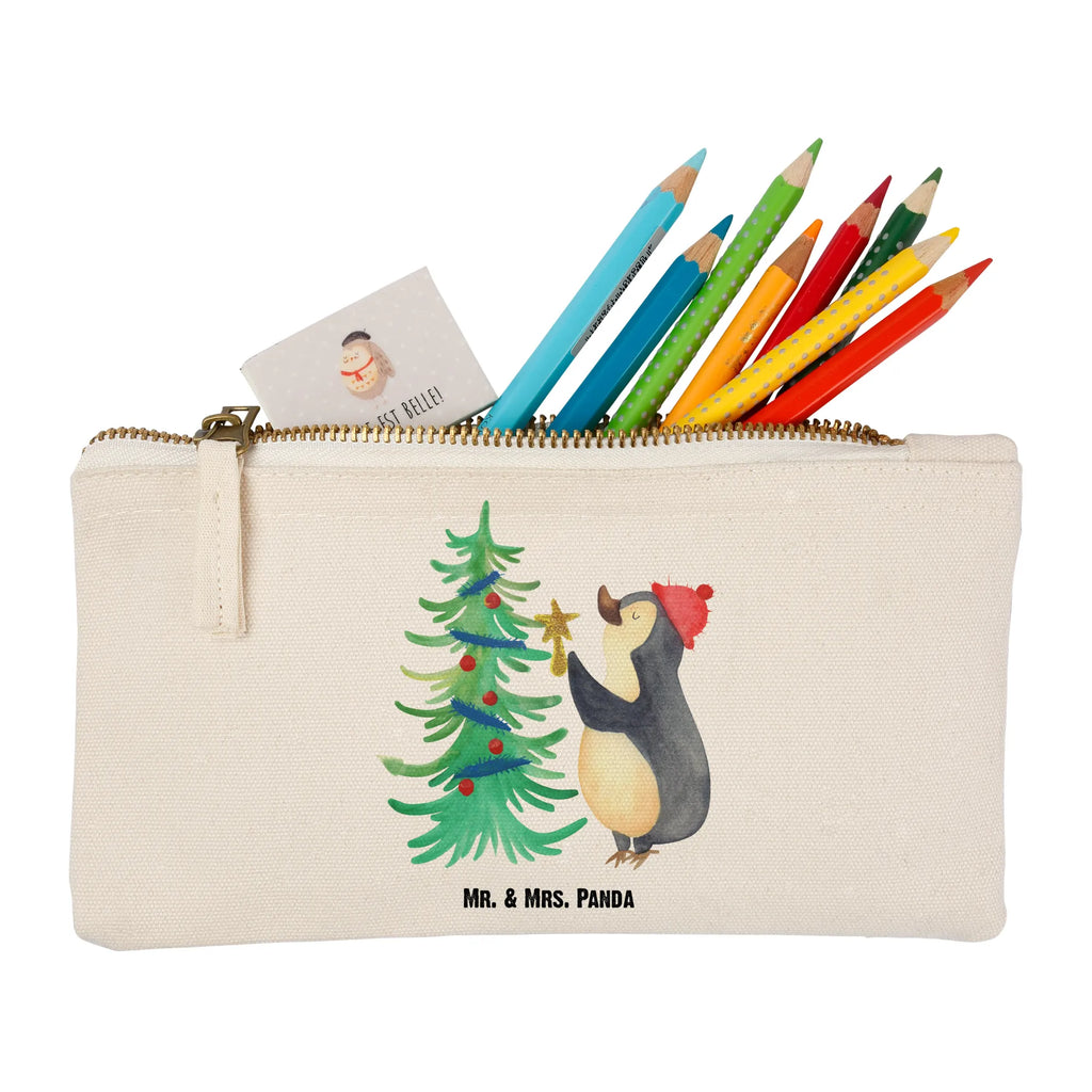 Schminktasche Pinguin Weihnachtsbaum Schminktasche, Kosmetiktasche, Kosmetikbeutel, Stiftemäppchen, Etui, Federmappe, Makeup, XXL, Schminketui, Kosmetiketui, Schlamperetui, Winter, Weihnachten, Weihnachtsdeko, Nikolaus, Advent, Heiligabend, Wintermotiv, Pinguin