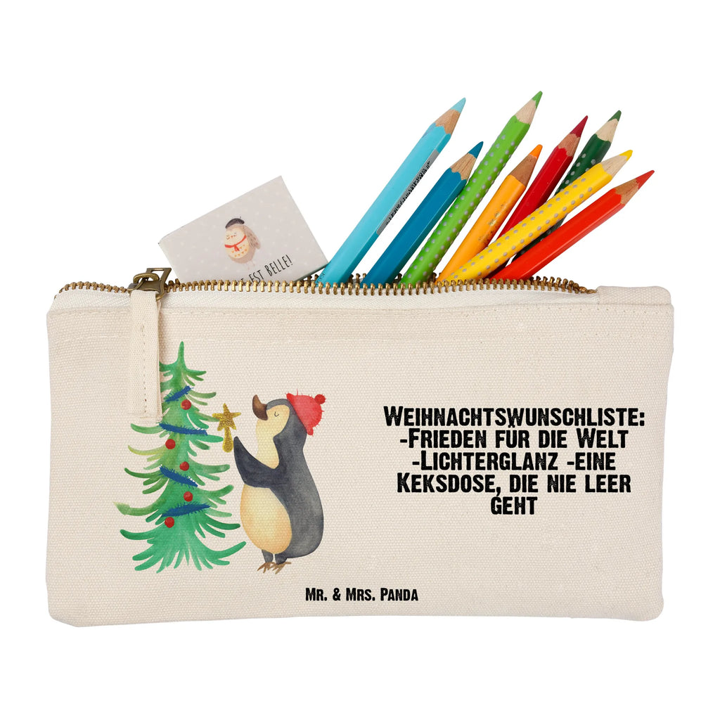 Schminktasche Pinguin Weihnachtsbaum Schminktasche, Kosmetiktasche, Kosmetikbeutel, Stiftemäppchen, Etui, Federmappe, Makeup, XXL, Schminketui, Kosmetiketui, Schlamperetui, Winter, Weihnachten, Weihnachtsdeko, Nikolaus, Advent, Heiligabend, Wintermotiv, Pinguin