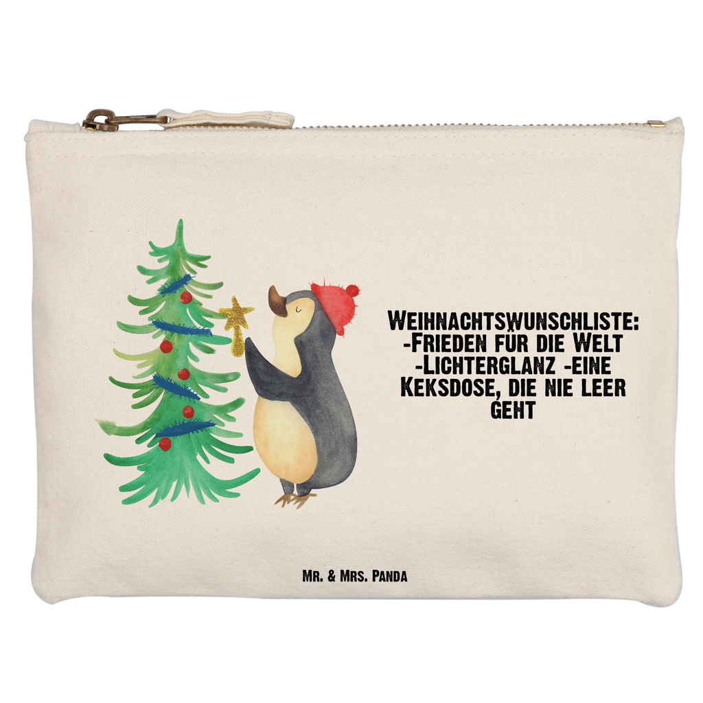 Schminktasche Pinguin Weihnachtsbaum Schminktasche, Kosmetiktasche, Kosmetikbeutel, Stiftemäppchen, Etui, Federmappe, Makeup, XXL, Schminketui, Kosmetiketui, Schlamperetui, Winter, Weihnachten, Weihnachtsdeko, Nikolaus, Advent, Heiligabend, Wintermotiv, Pinguin