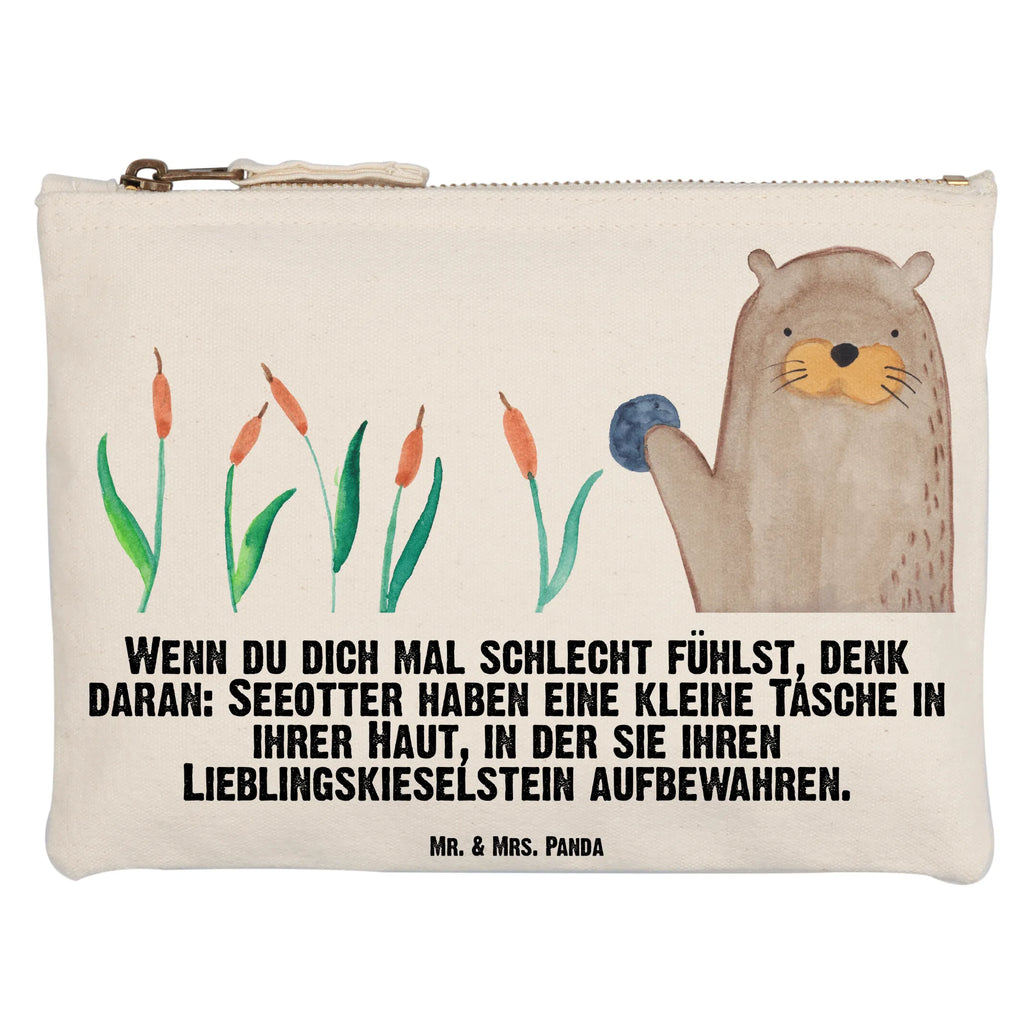 Schminktasche Otter Stein Schminktasche, Kosmetiktasche, Kosmetikbeutel, Stiftemäppchen, Etui, Federmappe, Makeup, XXL, Schminketui, Kosmetiketui, Schlamperetui, Otter, Fischotter, Seeotter, Otter Seeotter See Otter