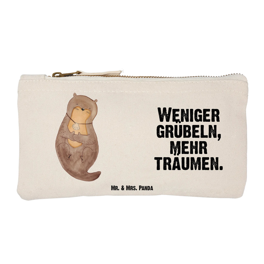 Schminktasche Otter Muschel Schminktasche, Kosmetiktasche, Kosmetikbeutel, Stiftemäppchen, Etui, Federmappe, Makeup, XXL, Schminketui, Kosmetiketui, Schlamperetui, Otter, Fischotter, Seeotter, Otterliebe, grübeln, träumen, Motivation, Tagträumen, Büro