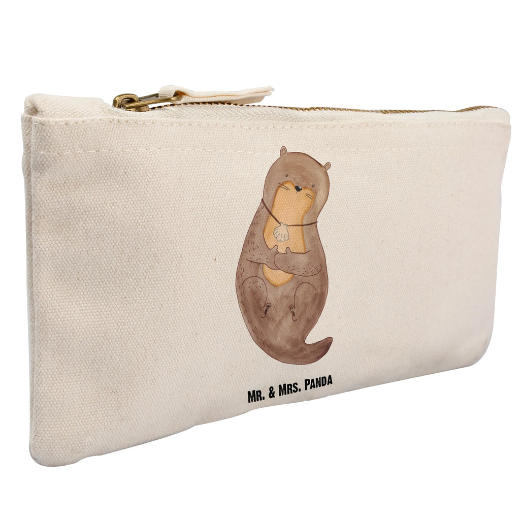 Schminktasche Otter Muschel Schminktasche, Kosmetiktasche, Kosmetikbeutel, Stiftemäppchen, Etui, Federmappe, Makeup, XXL, Schminketui, Kosmetiketui, Schlamperetui, Otter, Fischotter, Seeotter, Otterliebe, grübeln, träumen, Motivation, Tagträumen, Büro