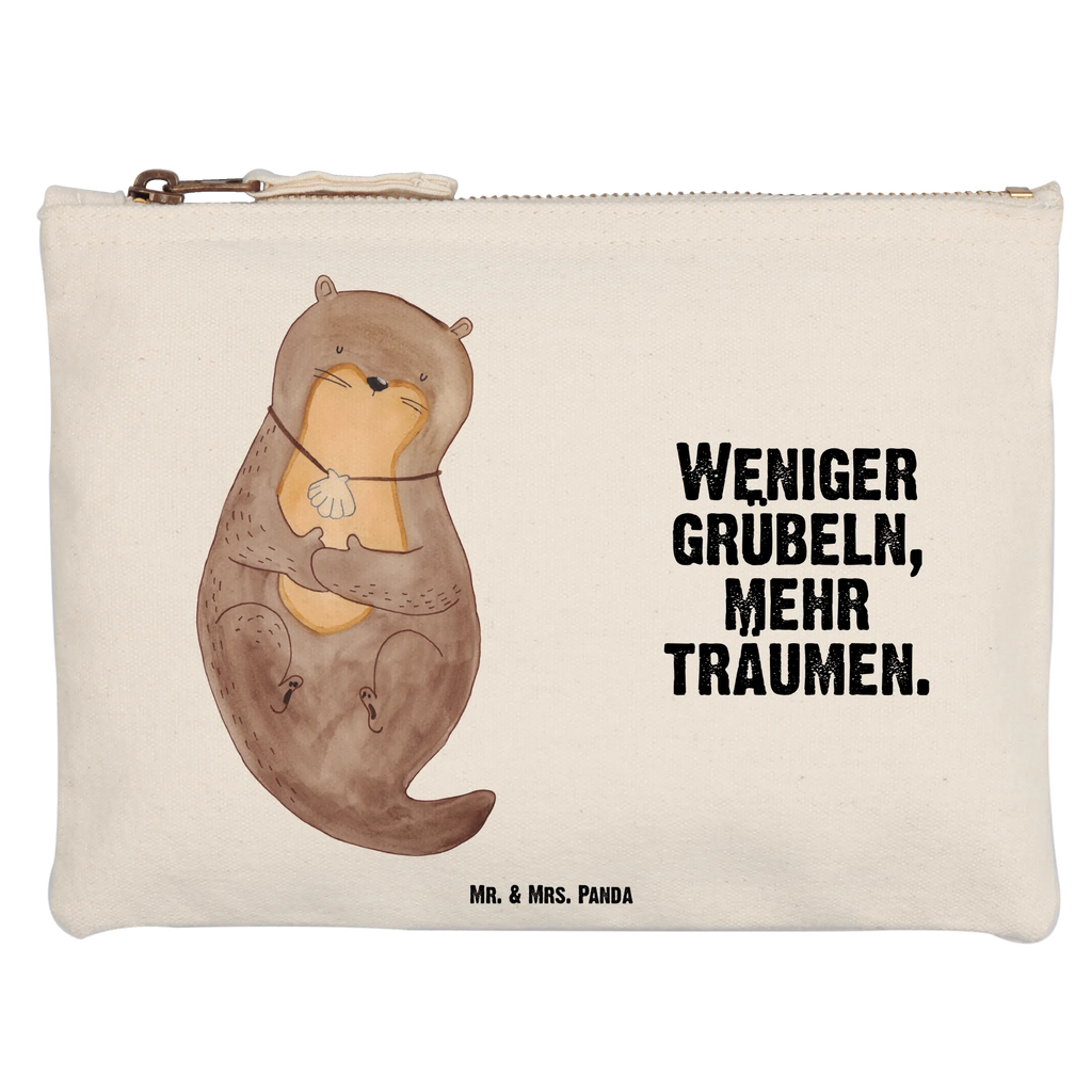 Schminktasche Otter Muschel Schminktasche, Kosmetiktasche, Kosmetikbeutel, Stiftemäppchen, Etui, Federmappe, Makeup, XXL, Schminketui, Kosmetiketui, Schlamperetui, Otter, Fischotter, Seeotter, Otterliebe, grübeln, träumen, Motivation, Tagträumen, Büro