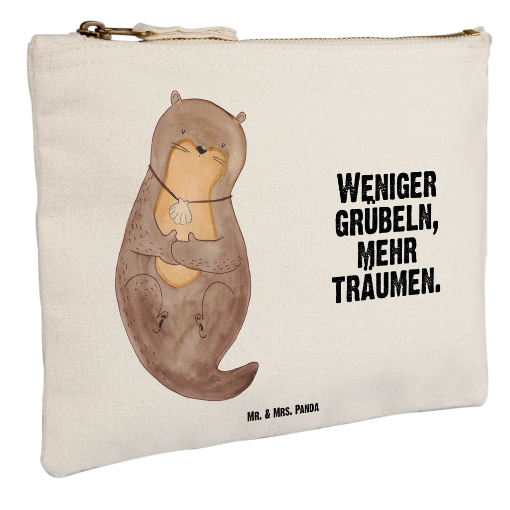 Schminktasche Otter Muschel Schminktasche, Kosmetiktasche, Kosmetikbeutel, Stiftemäppchen, Etui, Federmappe, Makeup, XXL, Schminketui, Kosmetiketui, Schlamperetui, Otter, Fischotter, Seeotter, Otterliebe, grübeln, träumen, Motivation, Tagträumen, Büro