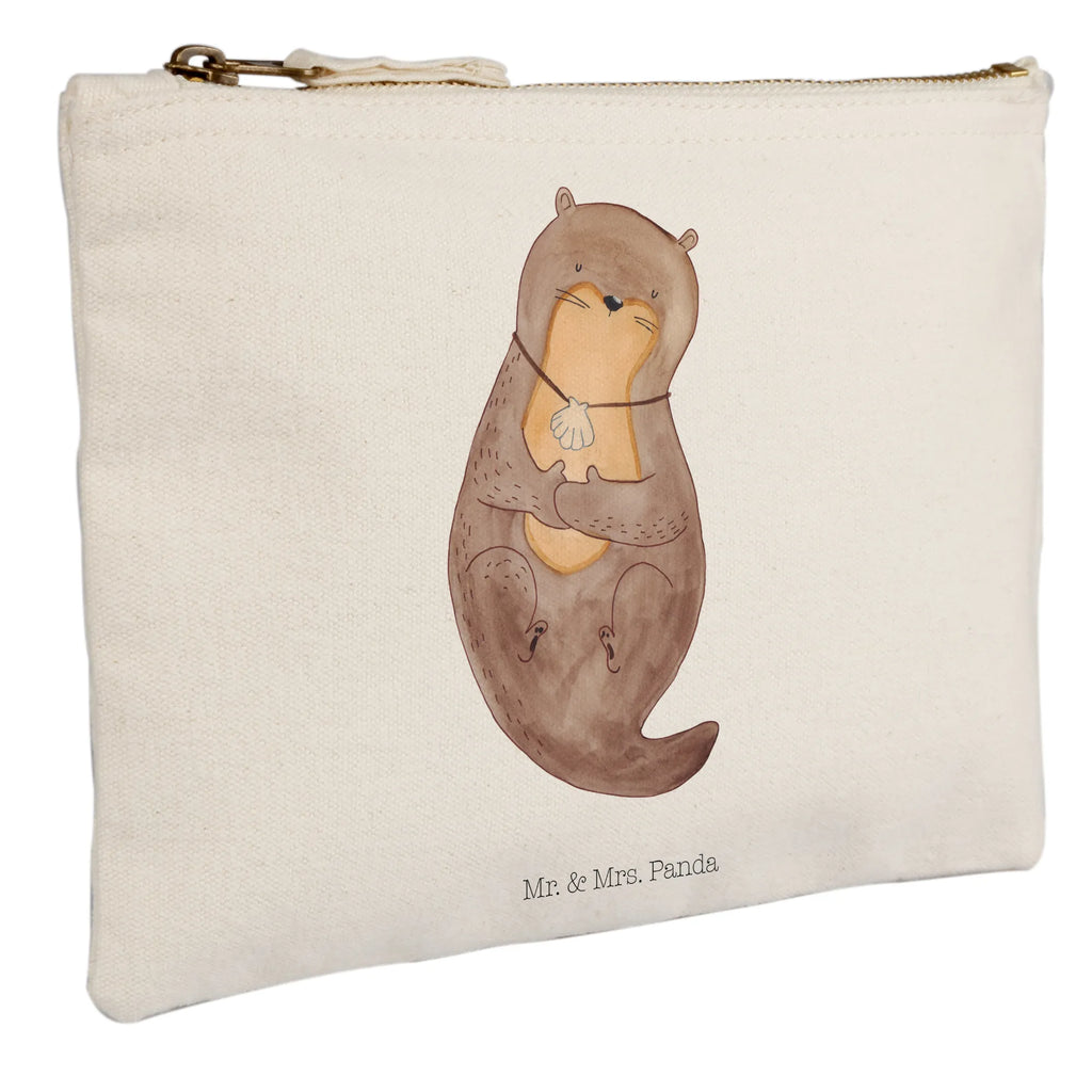 Schminktasche Otter Muschel Schminktasche, Kosmetiktasche, Kosmetikbeutel, Stiftemäppchen, Etui, Federmappe, Makeup, XXL, Schminketui, Kosmetiketui, Schlamperetui, Otter, Fischotter, Seeotter, Otterliebe, grübeln, träumen, Motivation, Tagträumen, Büro