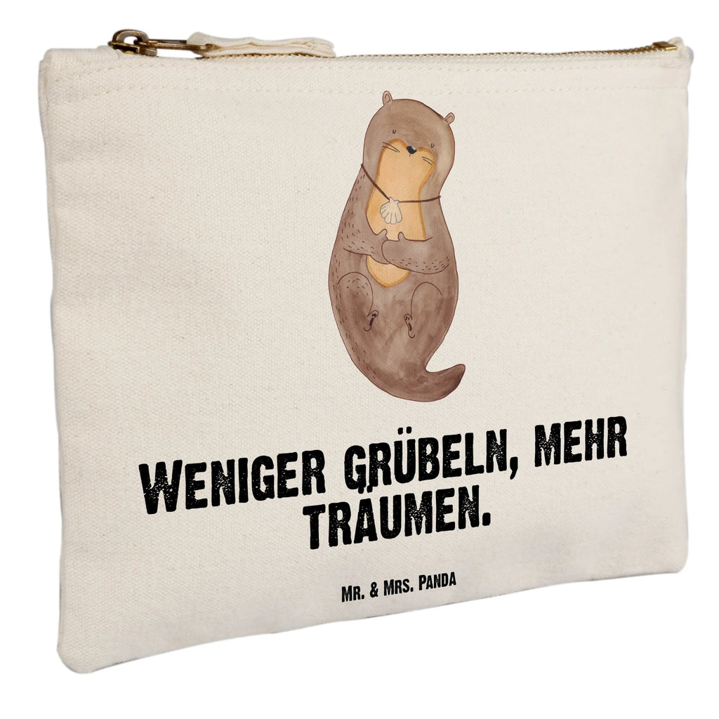 Schminktasche Otter Muschel Schminktasche, Kosmetiktasche, Kosmetikbeutel, Stiftemäppchen, Etui, Federmappe, Makeup, XXL, Schminketui, Kosmetiketui, Schlamperetui, Otter, Fischotter, Seeotter, Otterliebe, grübeln, träumen, Motivation, Tagträumen, Büro