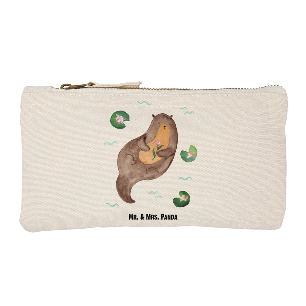 Schminktasche Otter Seerose Schminktasche, Kosmetiktasche, Kosmetikbeutel, Stiftemäppchen, Etui, Federmappe, Makeup, XXL, Schminketui, Kosmetiketui, Schlamperetui, Otter, Fischotter, Seeotter, Otter Seeotter See Otter