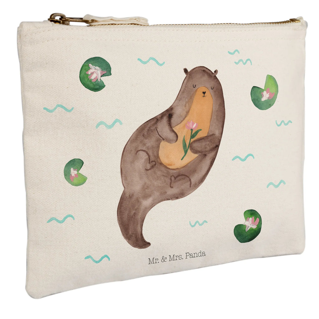 Schminktasche Otter Seerose Schminktasche, Kosmetiktasche, Kosmetikbeutel, Stiftemäppchen, Etui, Federmappe, Makeup, XXL, Schminketui, Kosmetiketui, Schlamperetui, Otter, Fischotter, Seeotter, Otter Seeotter See Otter