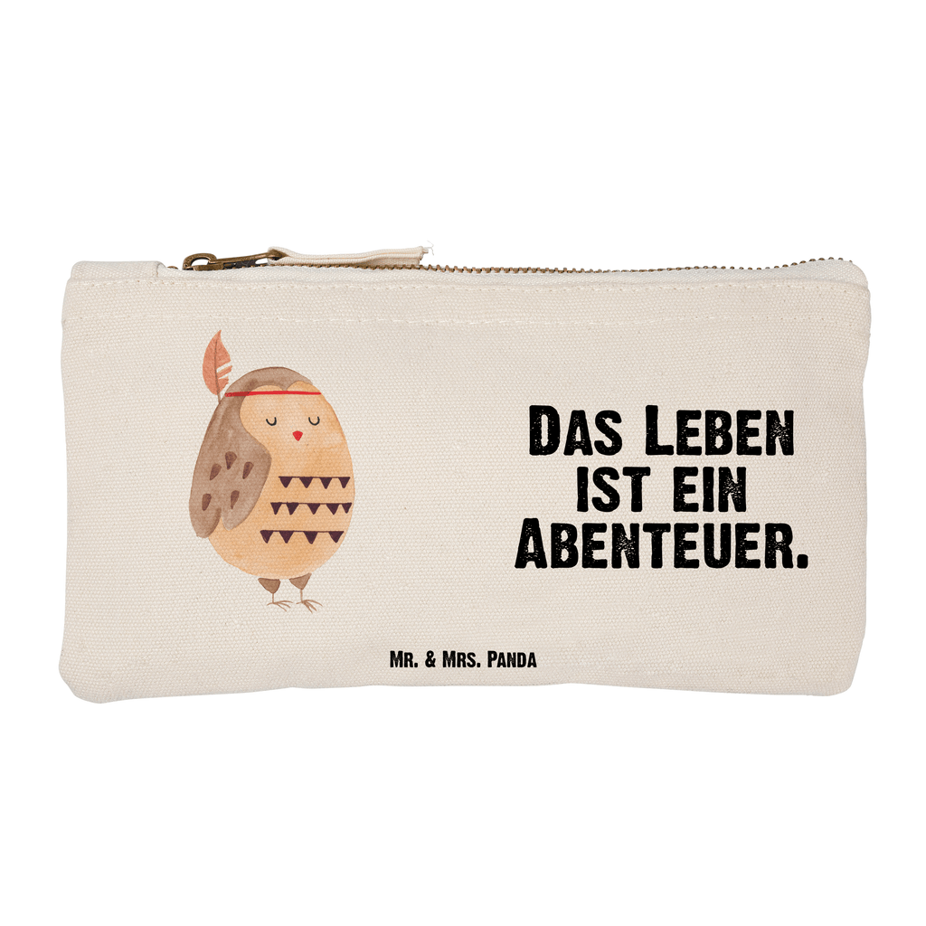 Schminktasche Eule Federschmuck Schminktasche, Kosmetiktasche, Kosmetikbeutel, Stiftemäppchen, Etui, Federmappe, Makeup, XXL, Schminketui, Kosmetiketui, Schlamperetui, Eule, Eule Deko, Owl, Das Leben ist ein Abenteuer, Reisespruch, Federschmuck, Dekoration