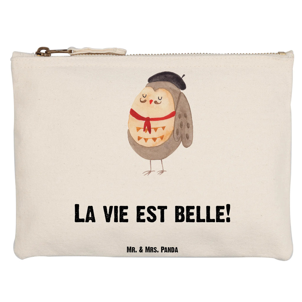 Schminktasche Eule Frankreich Schminktasche, Kosmetiktasche, Kosmetikbeutel, Stiftemäppchen, Etui, Federmappe, Makeup, XXL, Schminketui, Kosmetiketui, Schlamperetui, Eule, Eulen, Eule Deko, Owl, hibou, La vie est belle, das Leben ist schön, Spruch schön, Spruch Französisch, Frankreich