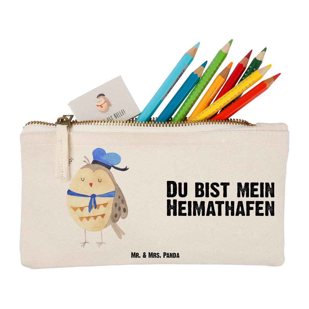 Schminktasche Eule Matrose Schminktasche, Kosmetiktasche, Kosmetikbeutel, Stiftemäppchen, Etui, Federmappe, Makeup, XXL, Schminketui, Kosmetiketui, Schlamperetui, Eule, Eule Spruch, Eule Deko, Owl, Wortspiel lustig, Matrose, Freundin, Ehe, Seefahrer, Heimathafen, Hochzeitstag Geschenk