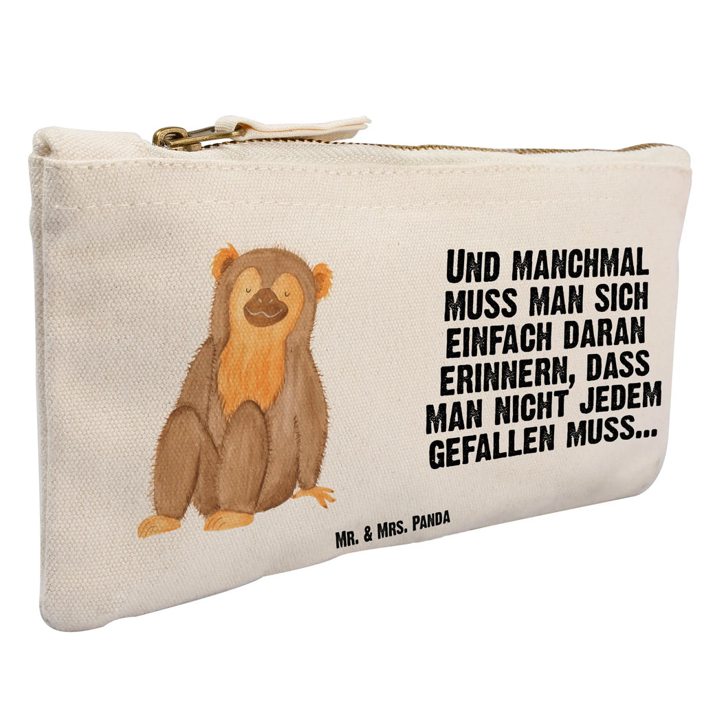 Schminktasche Affe Schminktasche, Kosmetiktasche, Kosmetikbeutel, Stiftemäppchen, Etui, Federmappe, Makeup, XXL, Schminketui, Kosmetiketui, Schlamperetui, Afrika, Wildtiere, Affe, Äffchen, Affen, Selbstliebe, Respekt, Motivation, Selbstachtung, Liebe, Selbstbewusstsein, Selfcare