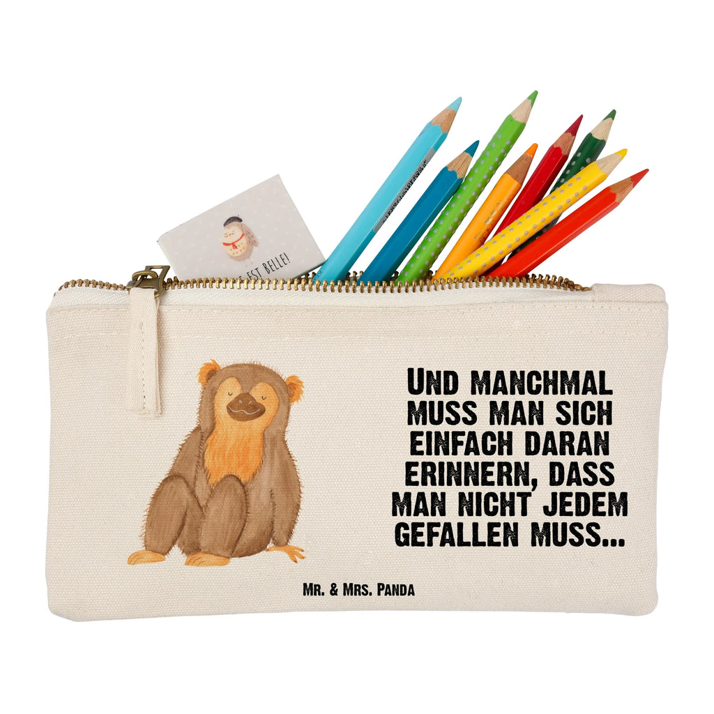 Schminktasche Affe Schminktasche, Kosmetiktasche, Kosmetikbeutel, Stiftemäppchen, Etui, Federmappe, Makeup, XXL, Schminketui, Kosmetiketui, Schlamperetui, Afrika, Wildtiere, Affe, Äffchen, Affen, Selbstliebe, Respekt, Motivation, Selbstachtung, Liebe, Selbstbewusstsein, Selfcare