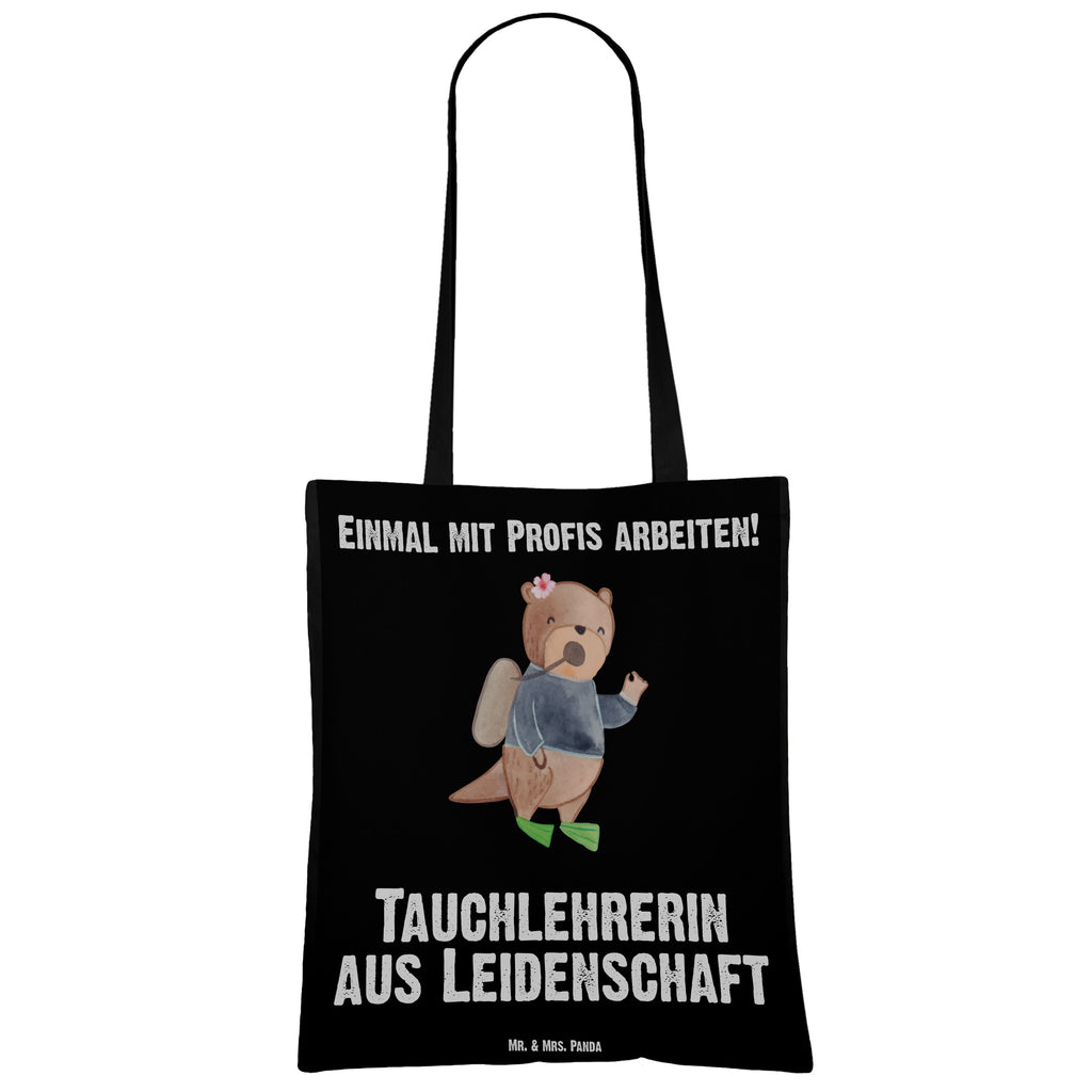 Tragetasche Tauchlehrerin aus Leidenschaft Beuteltasche, Beutel, Einkaufstasche, Jutebeutel, Stoffbeutel, Tasche, Shopper, Umhängetasche, Strandtasche, Schultertasche, Stofftasche, Tragetasche, Badetasche, Jutetasche, Einkaufstüte, Laptoptasche, Beruf, Ausbildung, Jubiläum, Abschied, Rente, Kollege, Kollegin, Geschenk, Schenken, Arbeitskollege, Mitarbeiter, Firma, Danke, Dankeschön