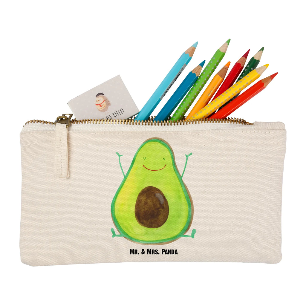 Schminktasche Avocado Glücklich Schminktasche, Kosmetiktasche, Kosmetikbeutel, Stiftemäppchen, Etui, Federmappe, Makeup, XXL, Schminketui, Kosmetiketui, Schlamperetui, Avocado, Veggie, Vegan, Gesund, Chaos