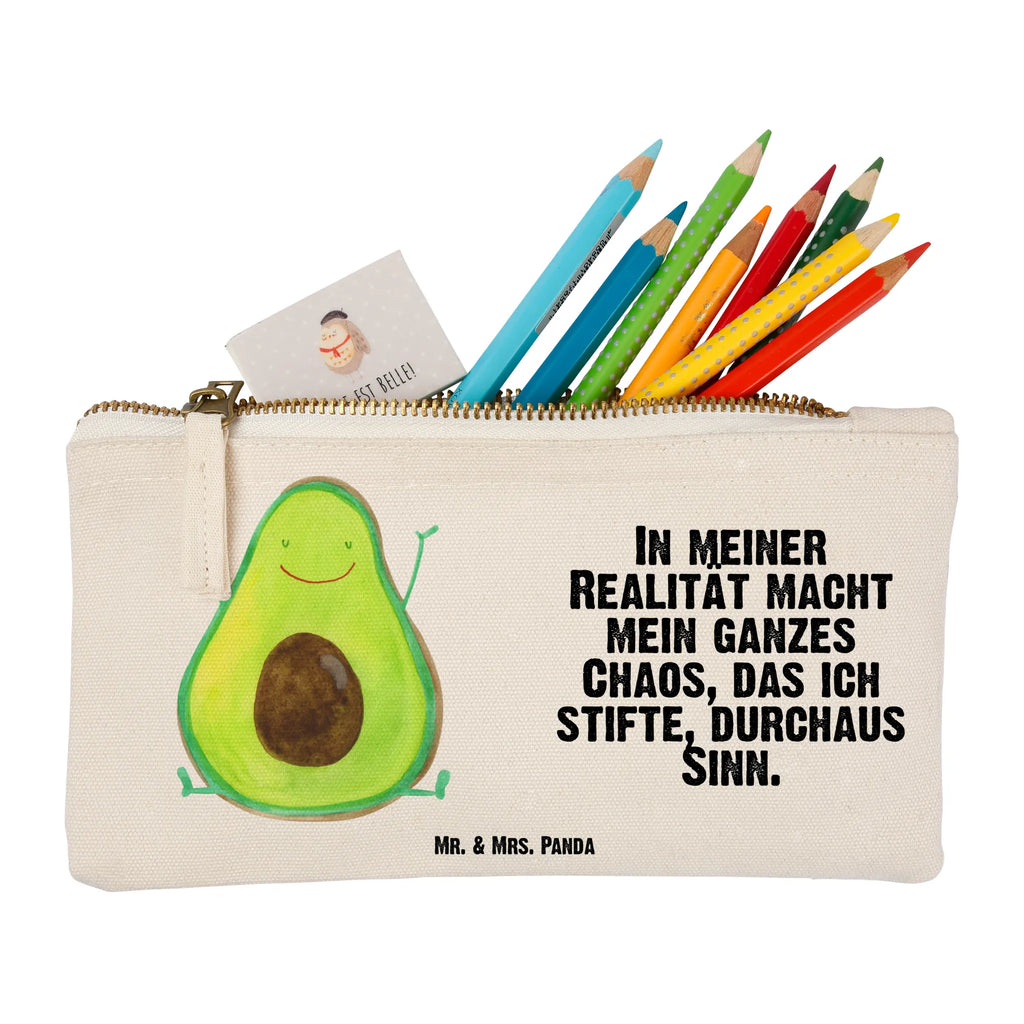 Schminktasche Avocado Glücklich Schminktasche, Kosmetiktasche, Kosmetikbeutel, Stiftemäppchen, Etui, Federmappe, Makeup, XXL, Schminketui, Kosmetiketui, Schlamperetui, Avocado, Veggie, Vegan, Gesund, Chaos