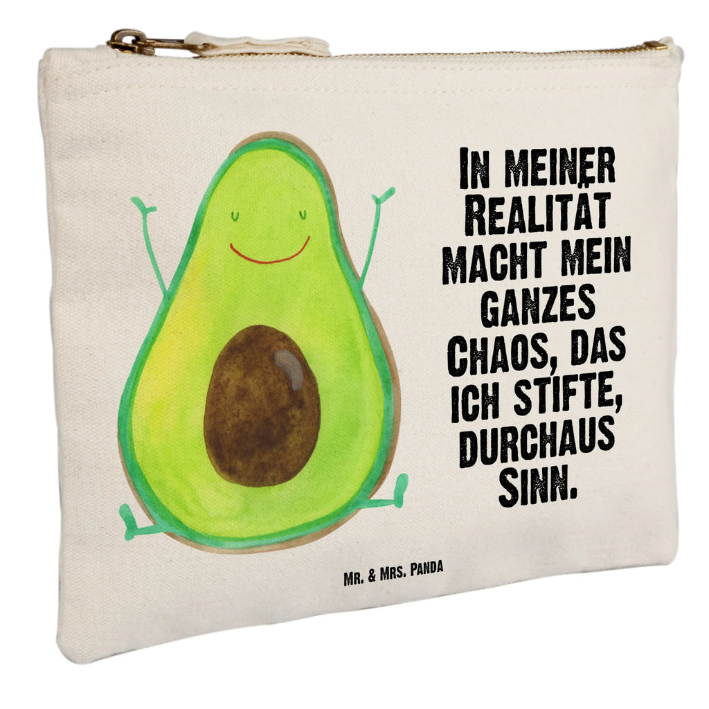 Schminktasche Avocado Glücklich Schminktasche, Kosmetiktasche, Kosmetikbeutel, Stiftemäppchen, Etui, Federmappe, Makeup, XXL, Schminketui, Kosmetiketui, Schlamperetui, Avocado, Veggie, Vegan, Gesund, Chaos