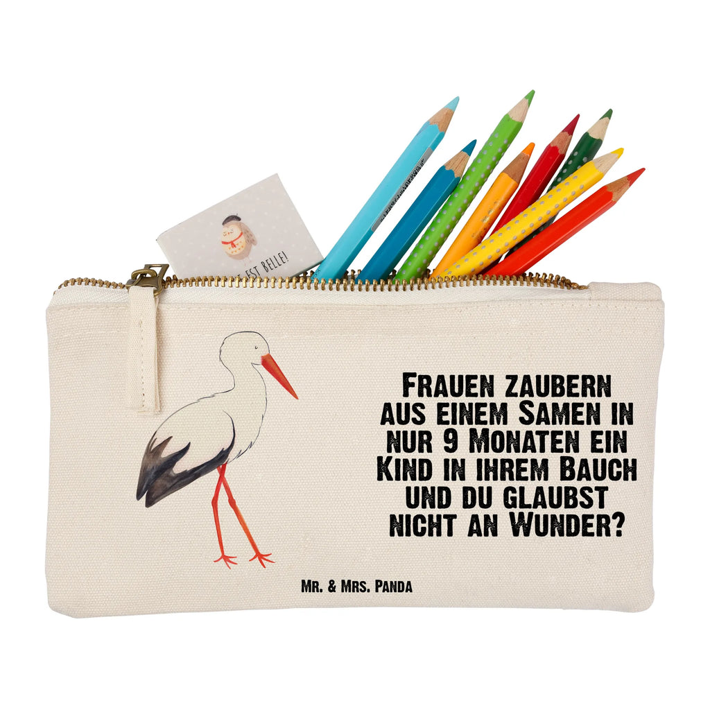 Schminktasche Storch Schminktasche, Kosmetiktasche, Kosmetikbeutel, Stiftemäppchen, Etui, Federmappe, Makeup, XXL, Schminketui, Kosmetiketui, Schlamperetui, Tiermotive, Gute Laune, lustige Sprüche, Tiere, Storch, Störche, Schwangerschaft, Geburt, Mutter, Mütter, Mutter werden, Schwanger, Babybauch, Baby