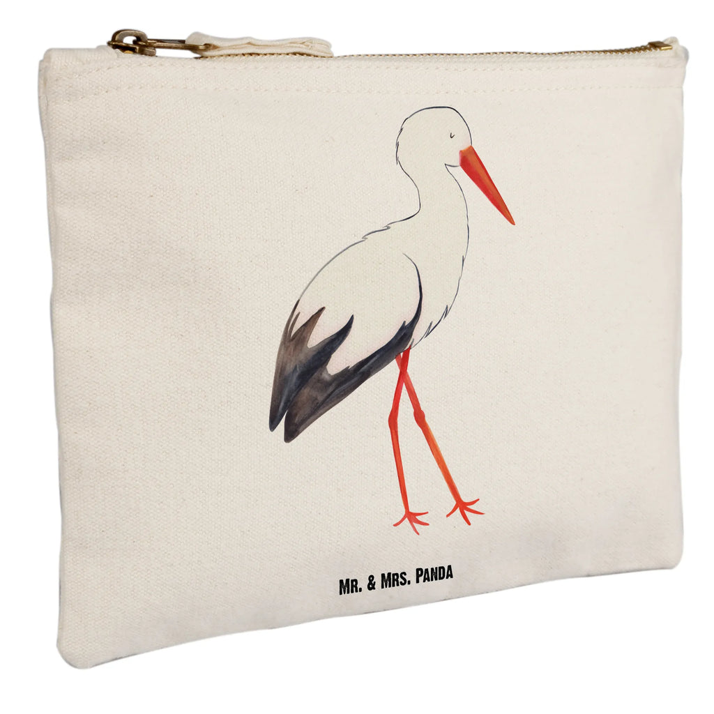 Schminktasche Storch Schminktasche, Kosmetiktasche, Kosmetikbeutel, Stiftemäppchen, Etui, Federmappe, Makeup, XXL, Schminketui, Kosmetiketui, Schlamperetui, Tiermotive, Gute Laune, lustige Sprüche, Tiere, Storch, Störche, Schwangerschaft, Geburt, Mutter, Mütter, Mutter werden, Schwanger, Babybauch, Baby