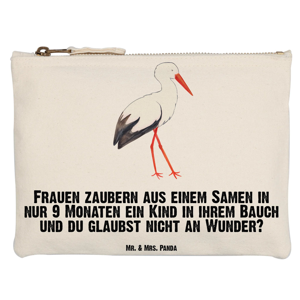 Schminktasche Storch Schminktasche, Kosmetiktasche, Kosmetikbeutel, Stiftemäppchen, Etui, Federmappe, Makeup, XXL, Schminketui, Kosmetiketui, Schlamperetui, Tiermotive, Gute Laune, lustige Sprüche, Tiere, Storch, Störche, Schwangerschaft, Geburt, Mutter, Mütter, Mutter werden, Schwanger, Babybauch, Baby