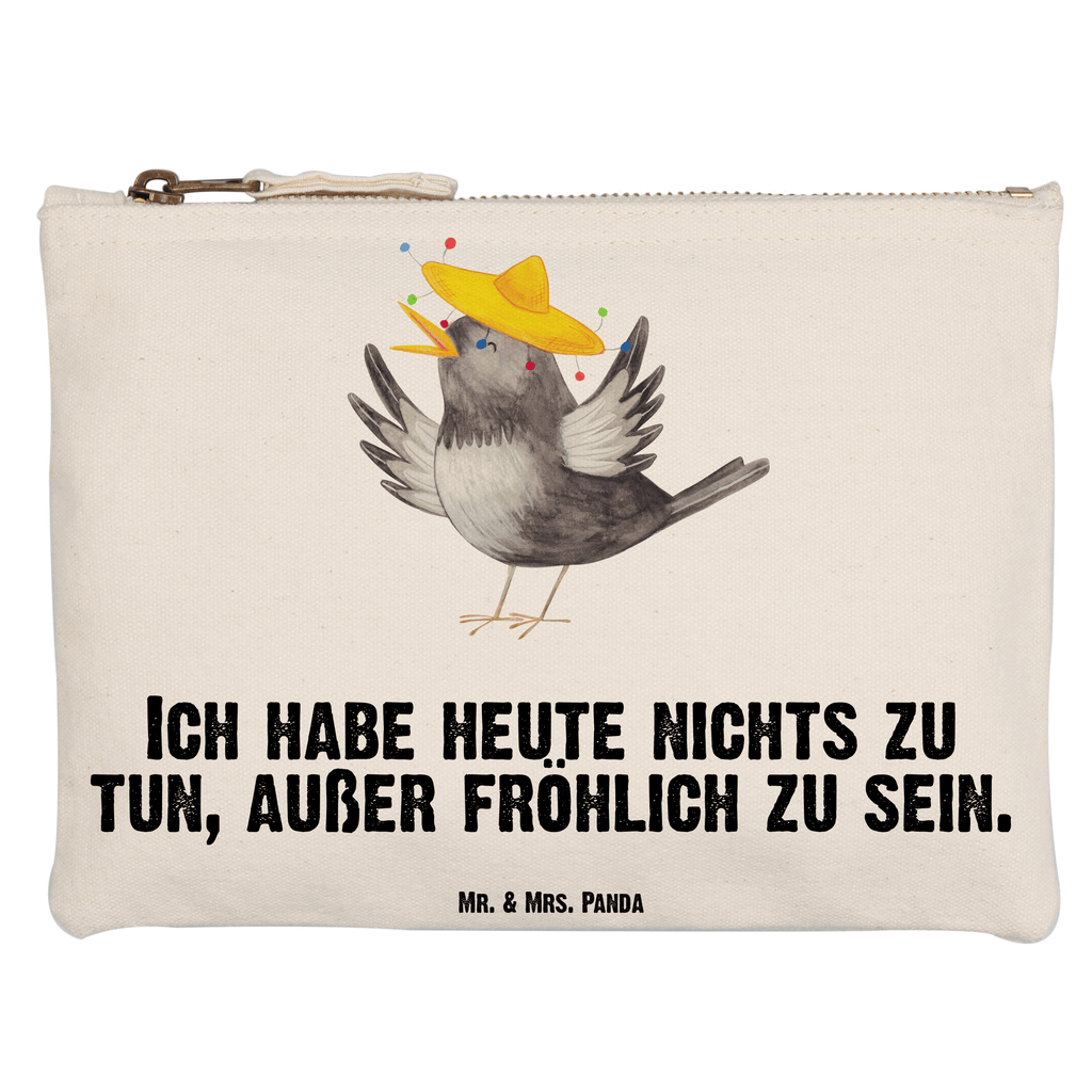 Schminktasche Rabe Sombrero Schminktasche, Kosmetiktasche, Kosmetikbeutel, Stiftemäppchen, Etui, Federmappe, Makeup, XXL, Schminketui, Kosmetiketui, Schlamperetui, Tiermotive, Gute Laune, lustige Sprüche, Tiere, Rabe, Vogel, Vögel, Spruch positiv, fröhlich sein, glücklich sein, Glück Spruch, froh, Elster, Motivation