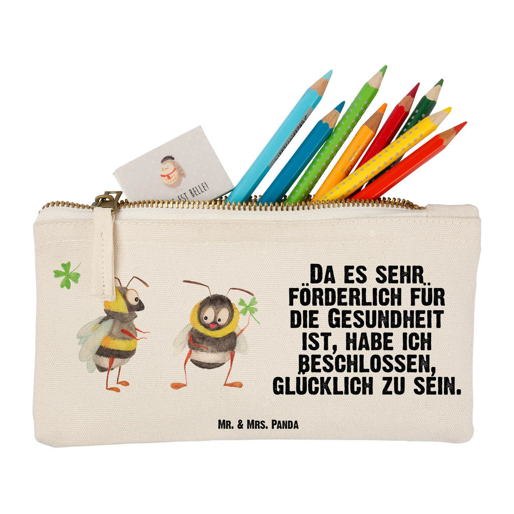 Schminktasche Hummeln Kleeblatt Schminktasche, Kosmetiktasche, Kosmetikbeutel, Stiftemäppchen, Etui, Federmappe, Makeup, XXL, Schminketui, Kosmetiketui, Schlamperetui, Tiermotive, Gute Laune, lustige Sprüche, Tiere, Hummel, Biene, Spruch positiv, Biene Deko, Spruch schön, glücklich sein, glücklich werden, Spruch fröhlich