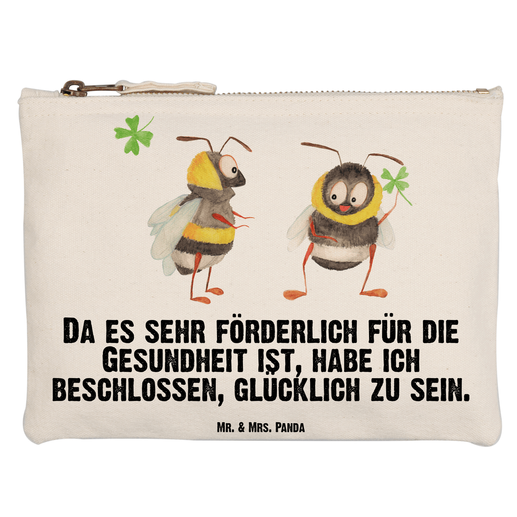 Schminktasche Hummeln Kleeblatt Schminktasche, Kosmetiktasche, Kosmetikbeutel, Stiftemäppchen, Etui, Federmappe, Makeup, XXL, Schminketui, Kosmetiketui, Schlamperetui, Tiermotive, Gute Laune, lustige Sprüche, Tiere, Hummel, Biene, Spruch positiv, Biene Deko, Spruch schön, glücklich sein, glücklich werden, Spruch fröhlich