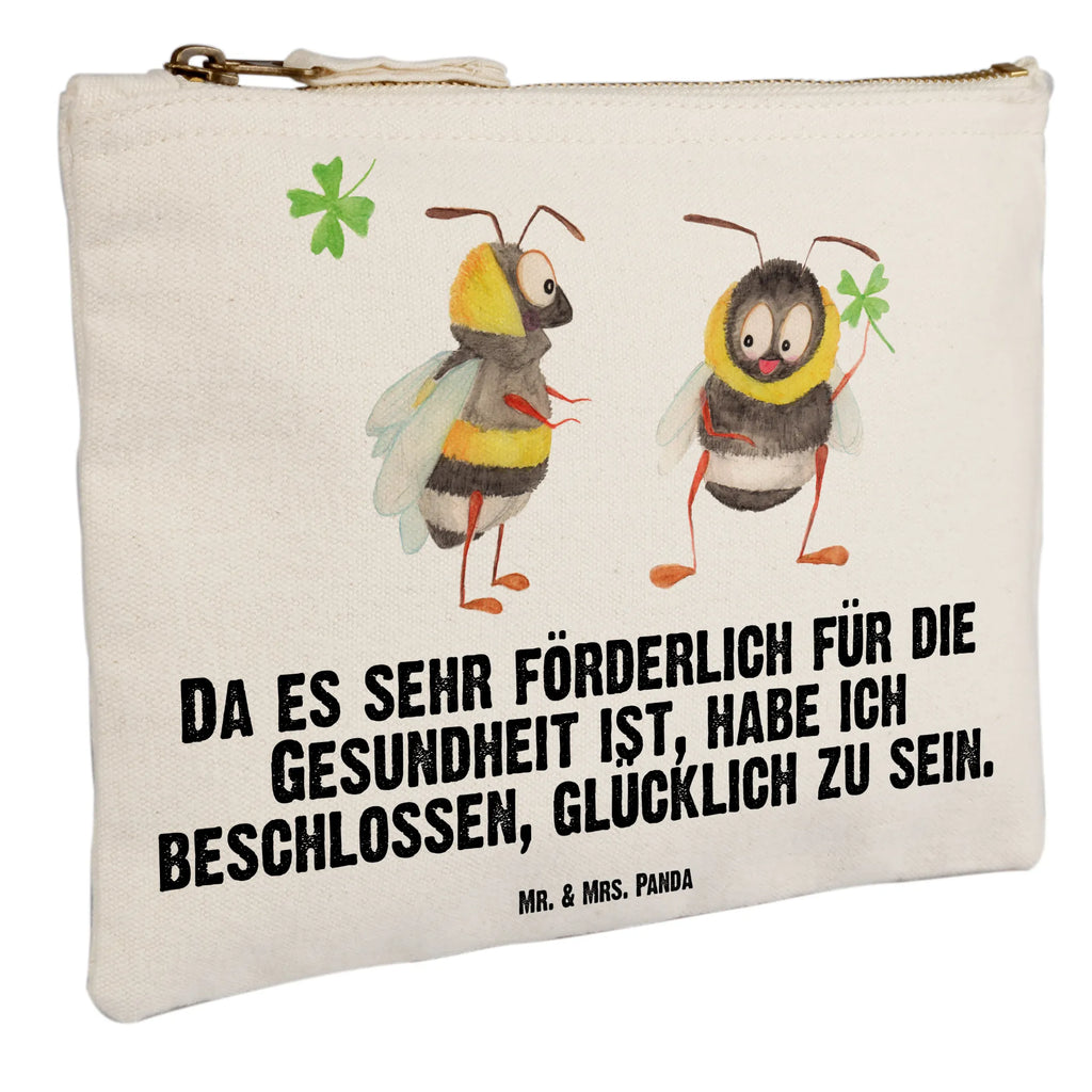 Schminktasche Hummeln Kleeblatt Schminktasche, Kosmetiktasche, Kosmetikbeutel, Stiftemäppchen, Etui, Federmappe, Makeup, XXL, Schminketui, Kosmetiketui, Schlamperetui, Tiermotive, Gute Laune, lustige Sprüche, Tiere, Hummel, Biene, Spruch positiv, Biene Deko, Spruch schön, glücklich sein, glücklich werden, Spruch fröhlich