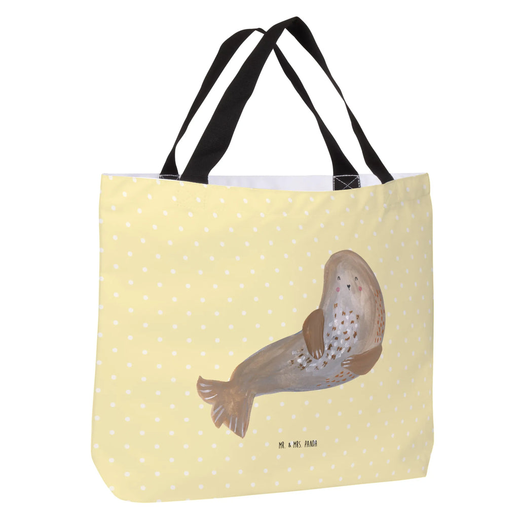 Shopper Robbe lachend Beutel, Einkaufstasche, Tasche, Strandtasche, Einkaufsbeutel, Shopper, Schultasche, Freizeittasche, Tragebeutel, Schulbeutel, Alltagstasche, Tiermotive, Gute Laune, lustige Sprüche, Tiere, Robbe, Robben, Seehund, Strand, Meerestier, Ostsee, Nordsee