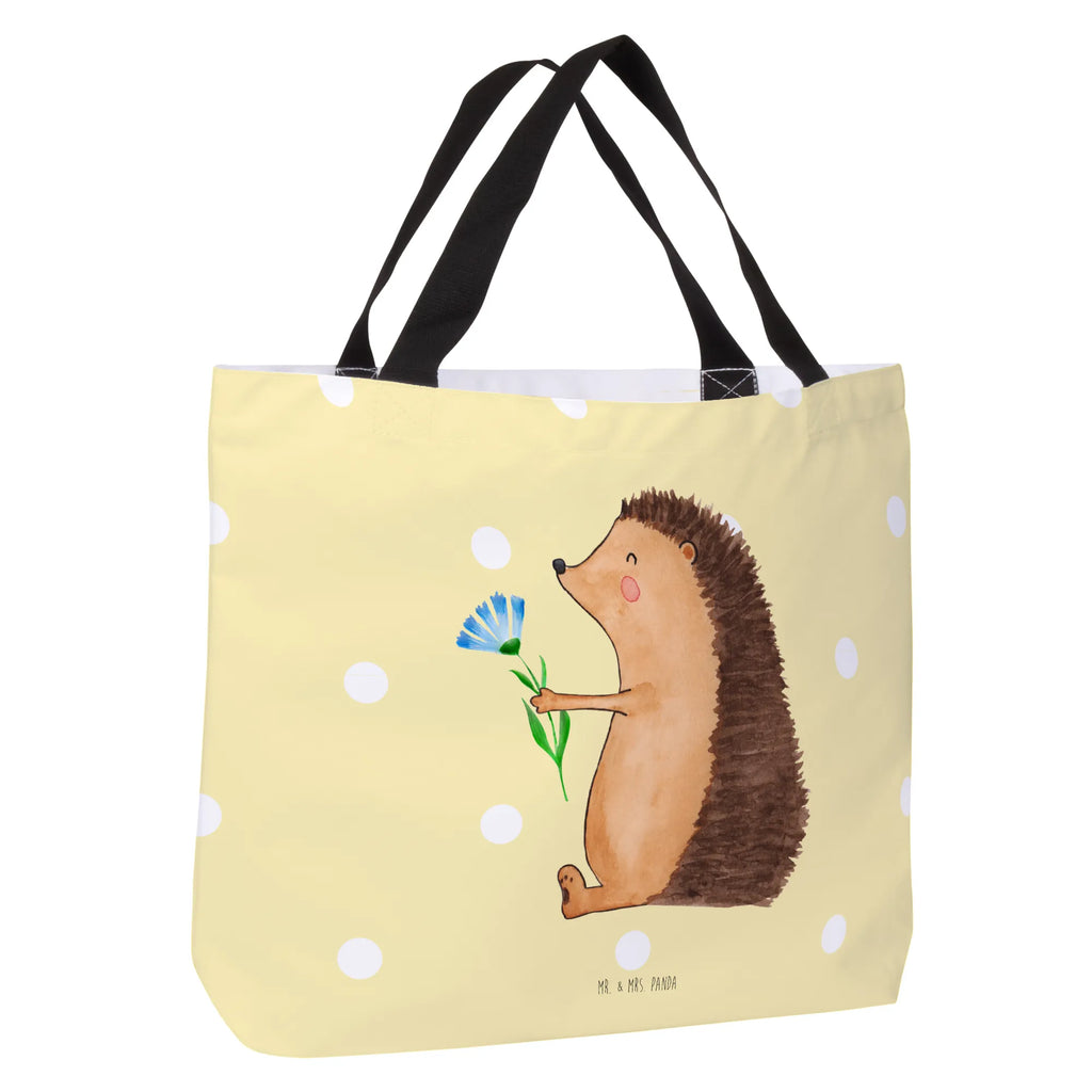 Shopper Igel mit Blume Beutel, Einkaufstasche, Tasche, Strandtasche, Einkaufsbeutel, Shopper, Schultasche, Freizeittasche, Tragebeutel, Schulbeutel, Alltagstasche, Tiermotive, Gute Laune, lustige Sprüche, Tiere, Igel, Gute Besserung, Genesungswünsche, Krankheit, Krankenhaus, krank, Besuch