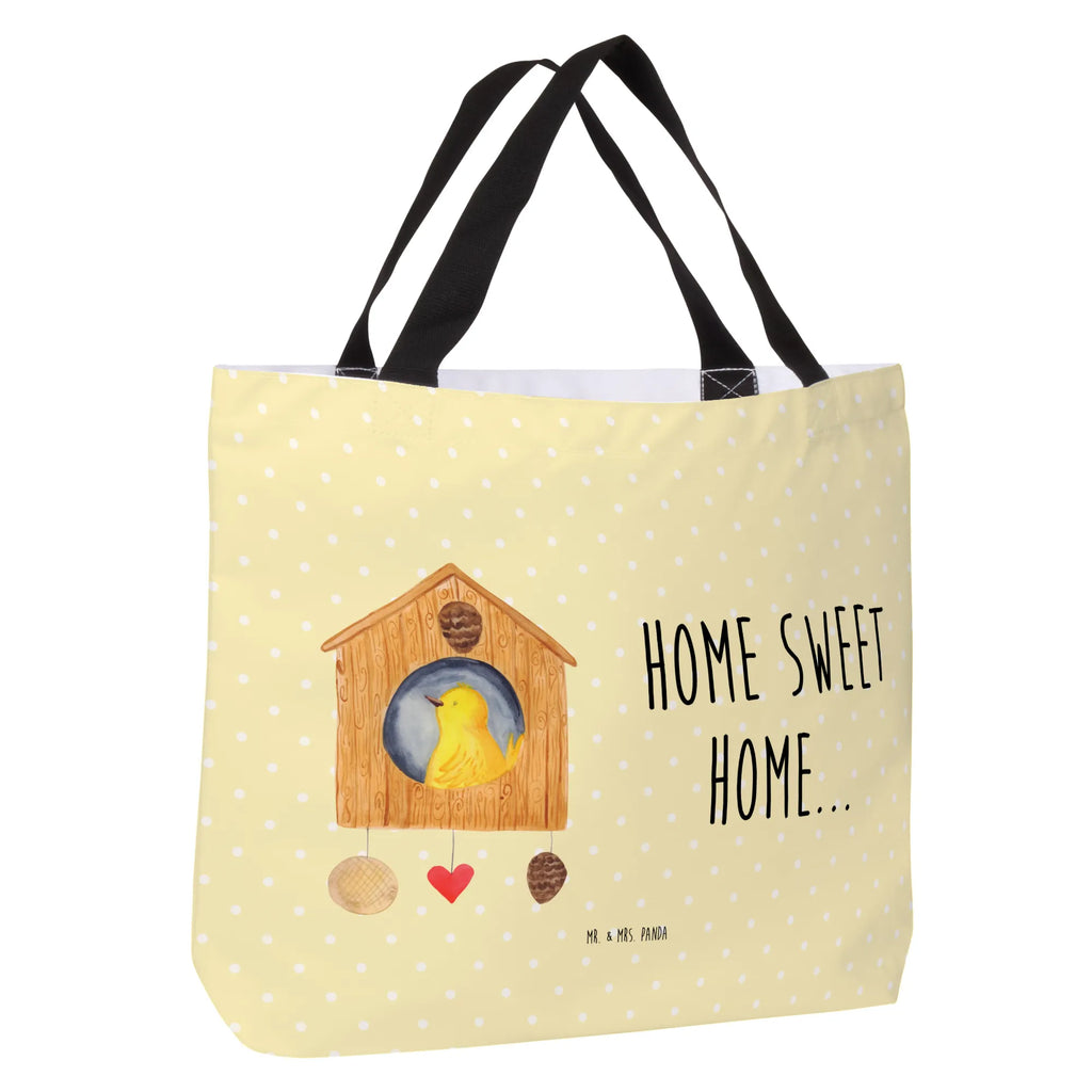 Shopper Vogelhaus sweet Home Beutel, Einkaufstasche, Tasche, Strandtasche, Einkaufsbeutel, Shopper, Schultasche, Freizeittasche, Tragebeutel, Schulbeutel, Alltagstasche, Tiermotive, Gute Laune, lustige Sprüche, Tiere, Vogelhaus, Vogel, Home sweet Home, Einzug, Umzug, Geschenk, Einzugsgeschenk, Hausbau, Haus